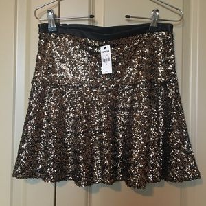 Express gold sequin skirt.